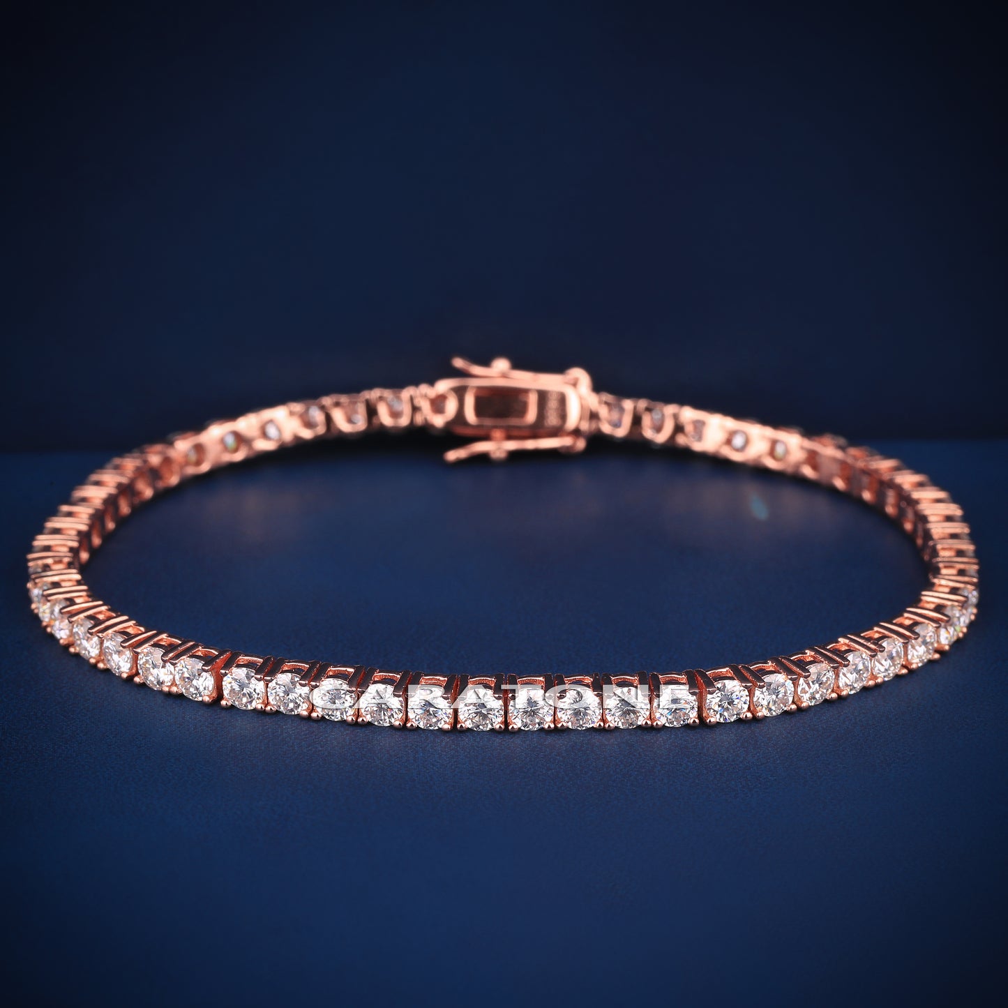 Rose gold VVS diamond 3 mm 7 inch tennis bracelet