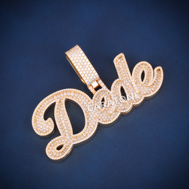 Custom Iced Out Dude Script Name Hip Hop Pendant with Lab Grown Diamonds