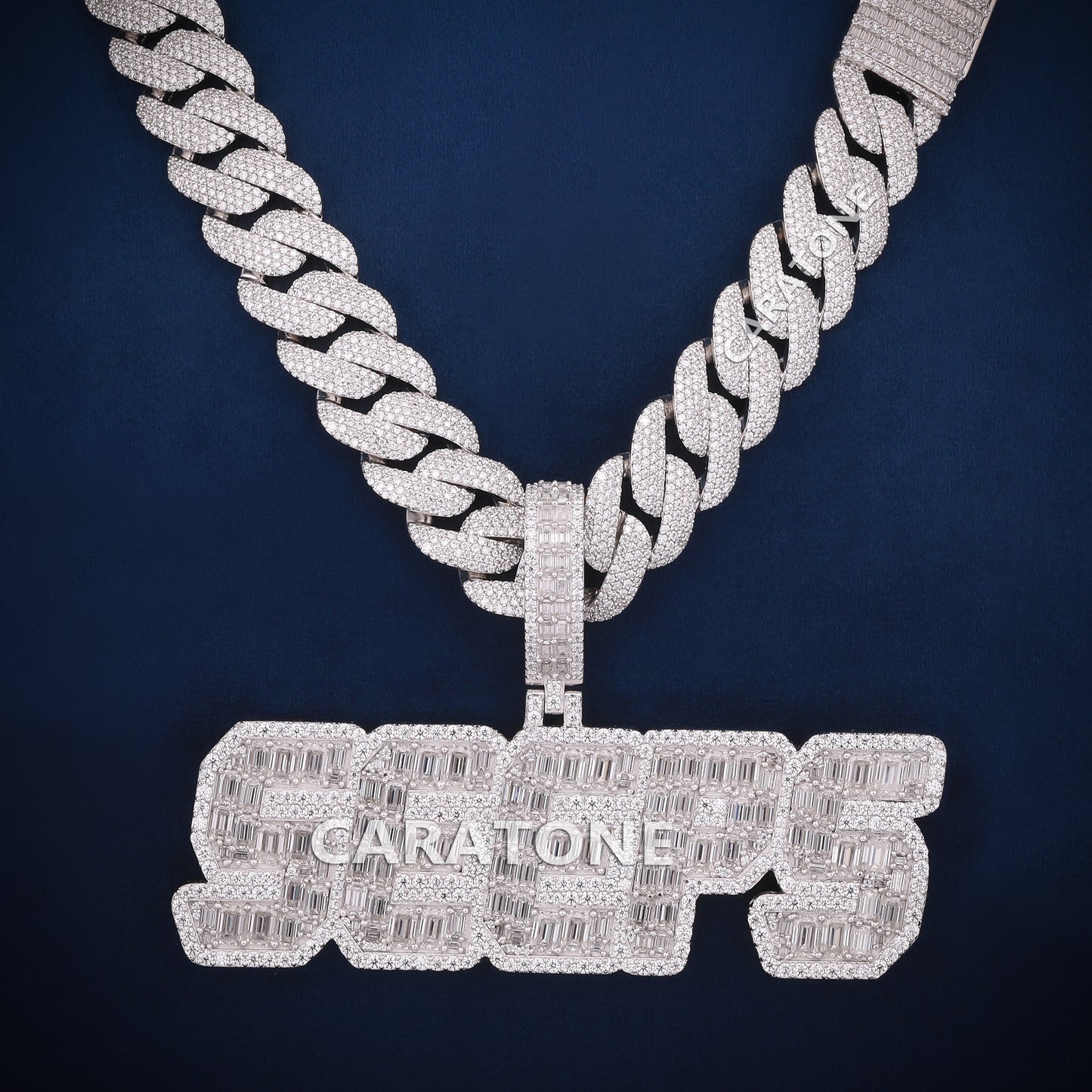 VVS Clarity Lab Diamond Custom Chain With Pendant in 925 Sterling Silver