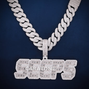 VVS Clarity Lab Diamond Custom Chain With Pendant in 925 Sterling Silver