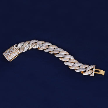 8 inch 16mm Womens Diamond Cuban Link Bracelet in Fully Iced Out Bracelet Silver Round VVS Diamond Celebrity Bracelet