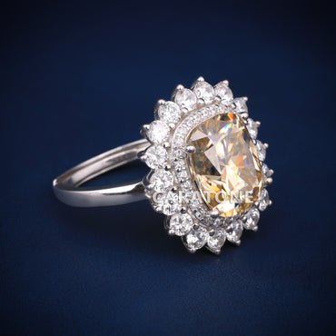 Yellow Cushion Engagement Diamond Ring