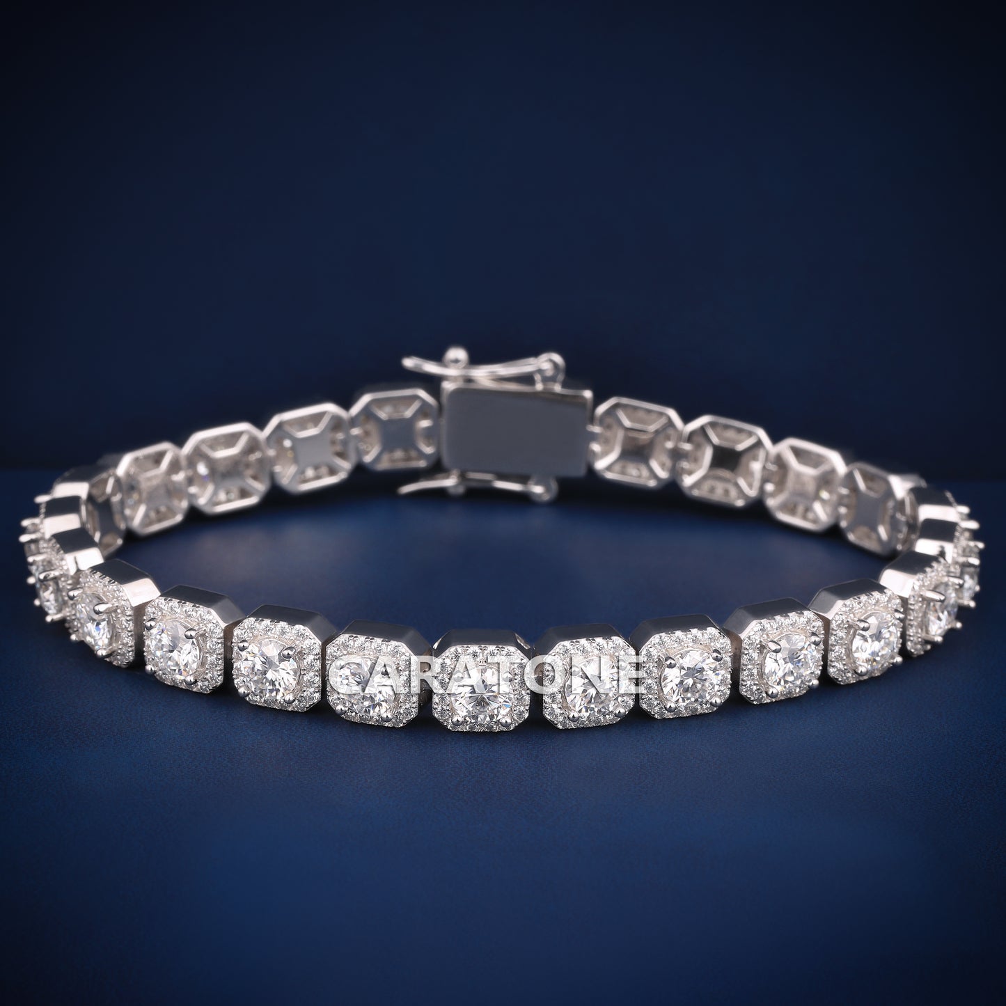 8 inch 8 mm women tennis style halo set diamond bracelet