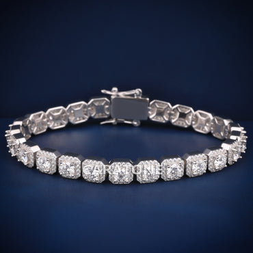 8 inch 8 mm women tennis style halo set diamond bracelet