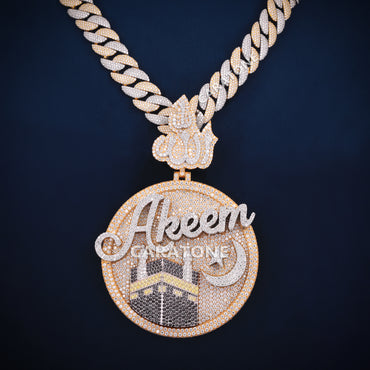 Yellow And White Gold Color Chain With Pendant In 925 Sterling Silver With Lab Diamond