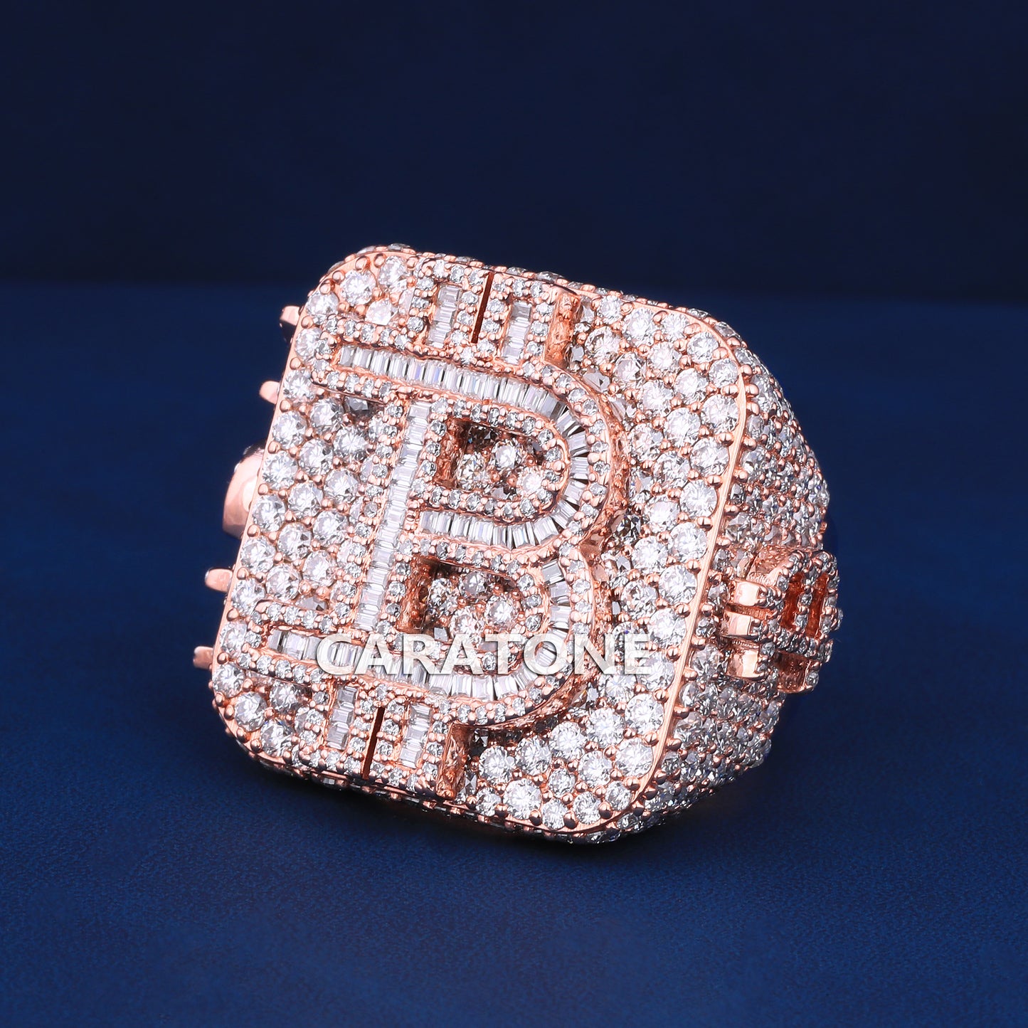 Custom bitcoin logo real diamond hip hop ring