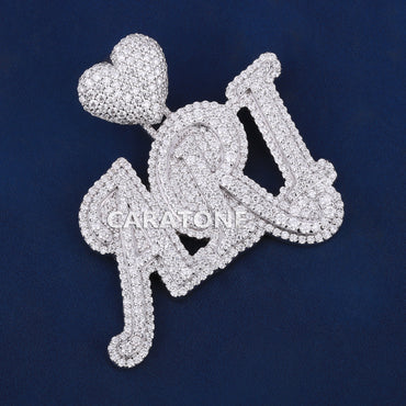 14kt gold Name pendant of fully lab grown diamonds with D VVS clarity
