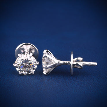 14KT Gold Round Cut Lab-grown Diamond VVS Clarity Stud Earrings