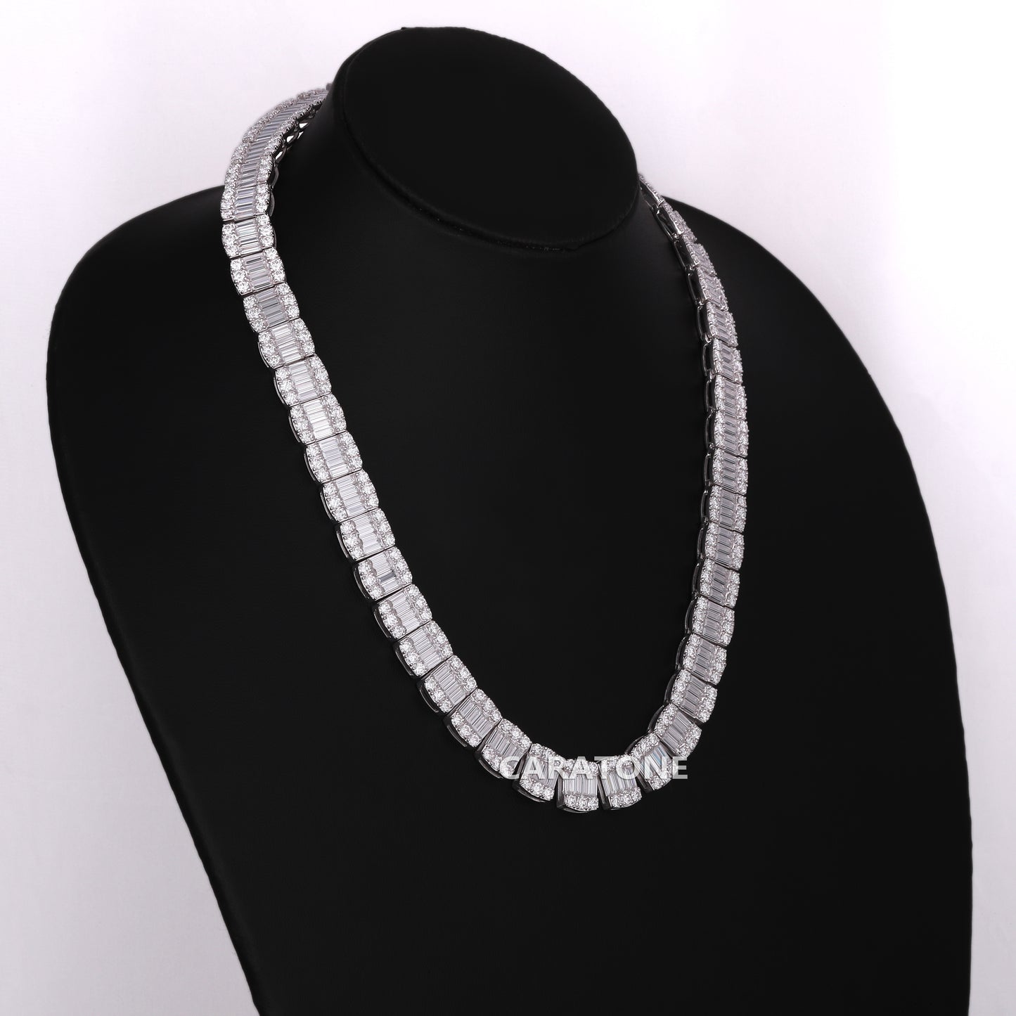 Newly launched 18 inch 12 mm hip hop illusion chain crafted in baguette and round cut lab grown diamonds with vvs clarity