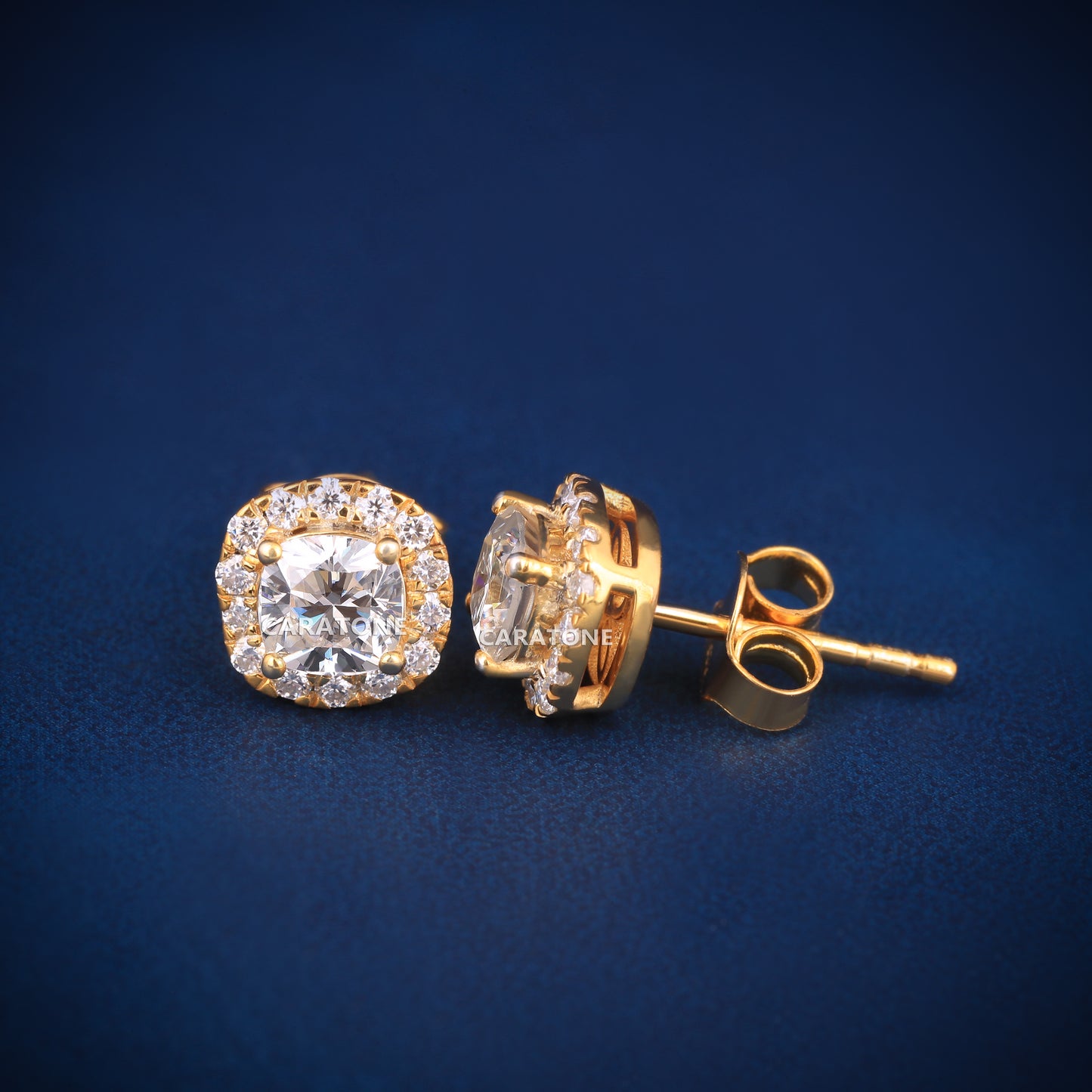 14KT Gold Lab-grown Diamond VVS Clarity Halo Stud Earrings