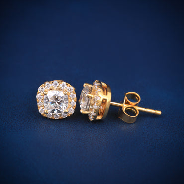 14KT Gold Lab-grown Diamond VVS Clarity Halo Stud Earrings
