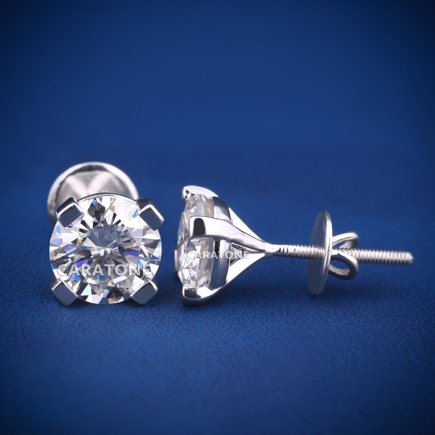 Round Cut Lab-grown Diamond VVS Clarity 14KT Gold Stud Earrings