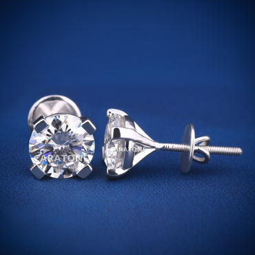 Round Cut Lab-grown Diamond VVS Clarity 14KT Gold Stud Earrings