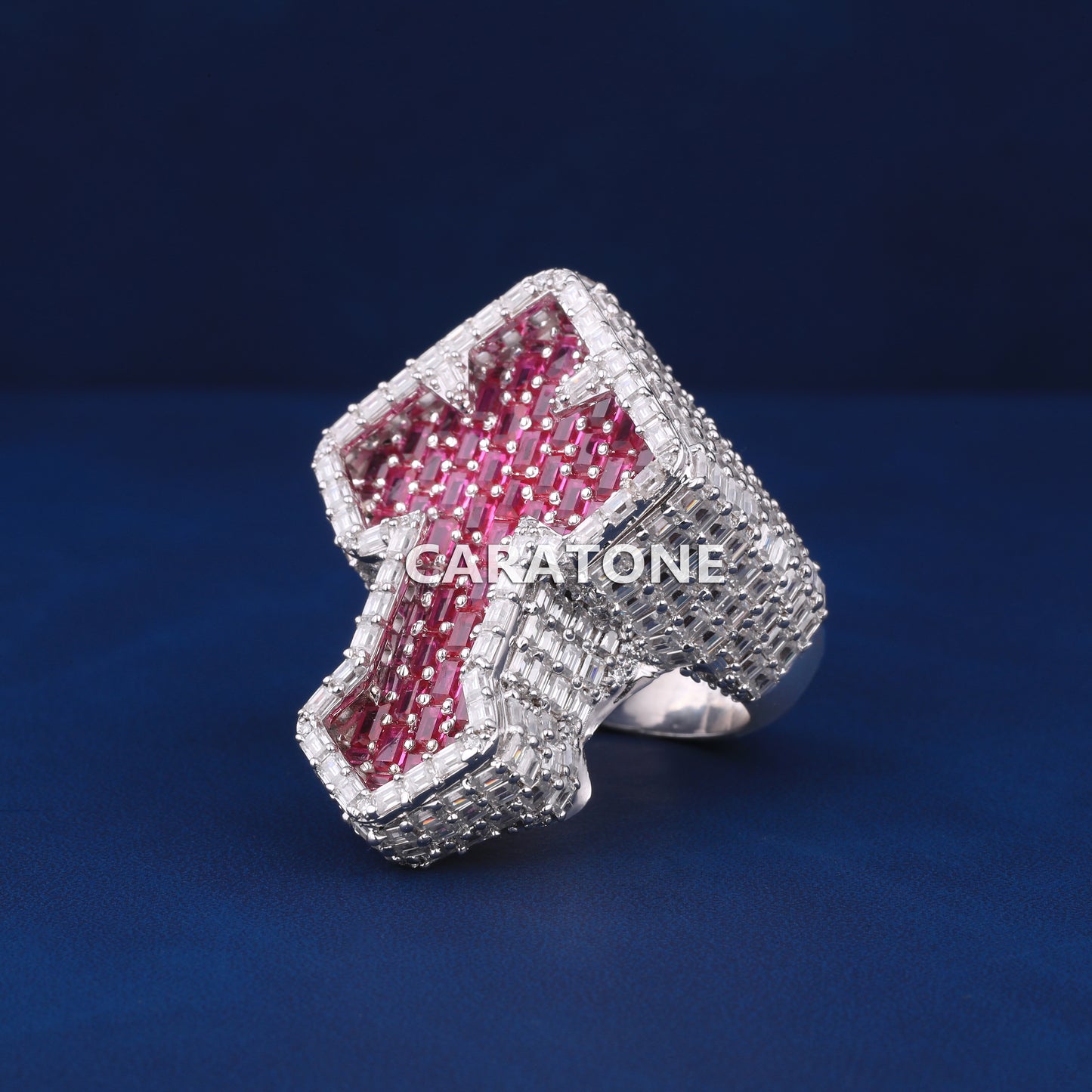 Christian cross hip hop heavy diamond ring for men