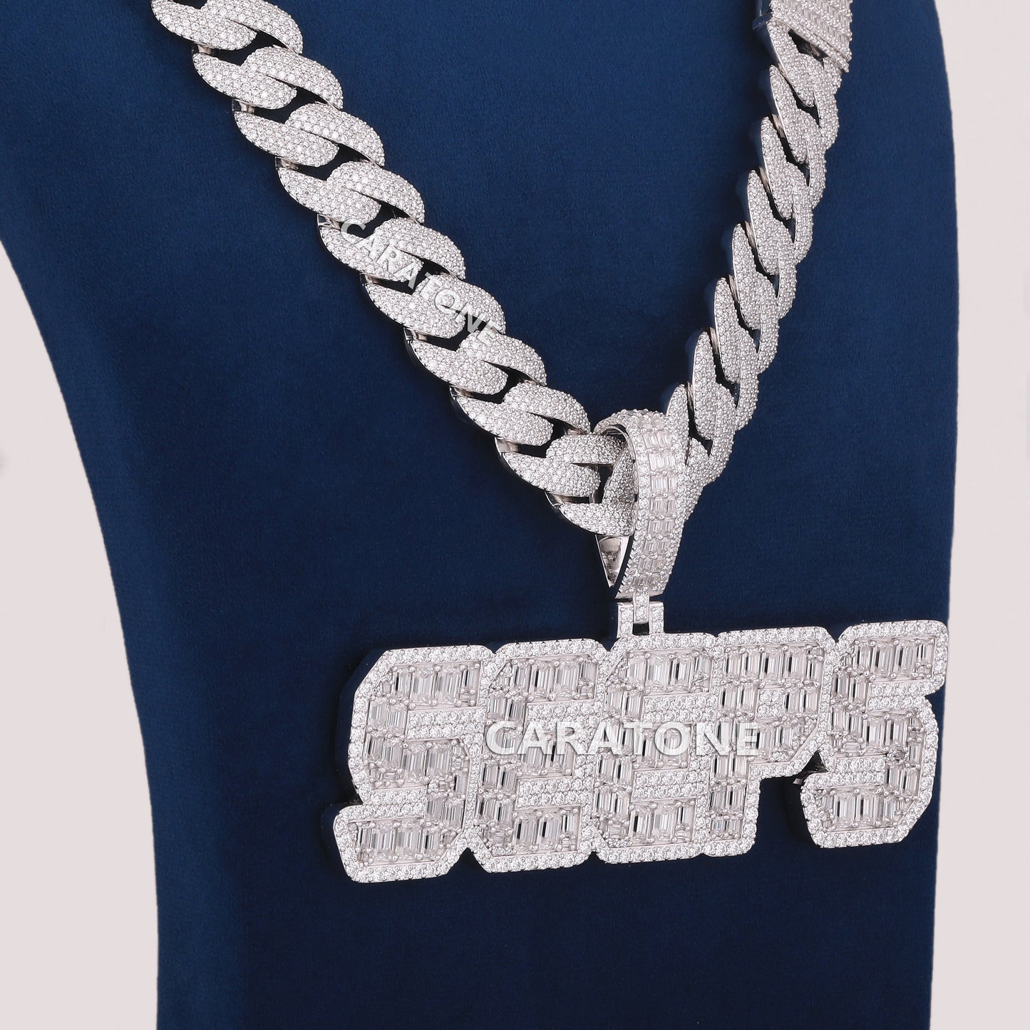 VVS Clarity Lab Diamond Custom Chain With Pendant in 925 Sterling Silver