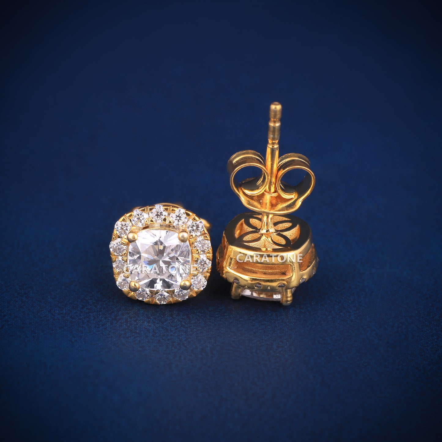 14KT Gold Lab-grown Diamond VVS Clarity Halo Stud Earrings