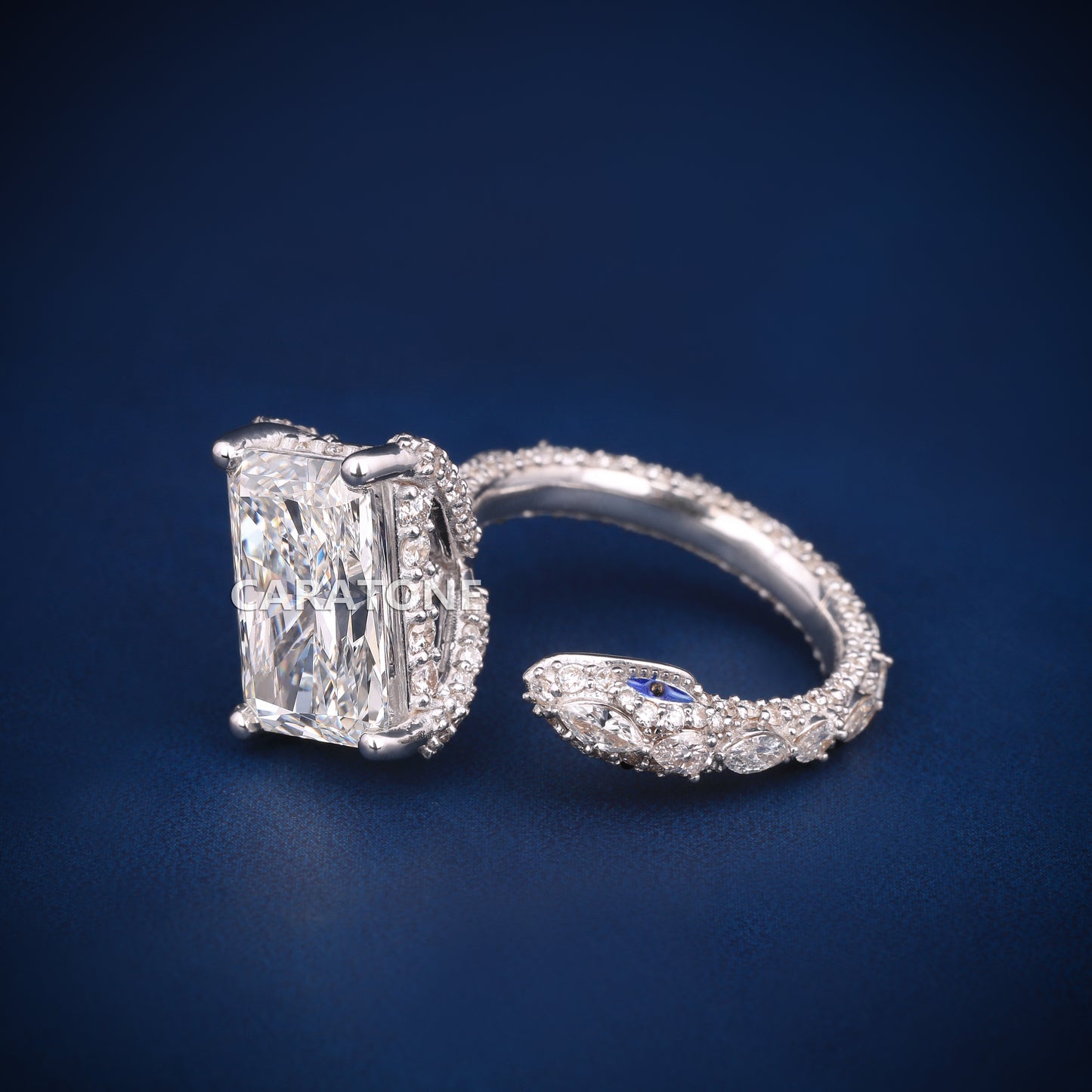Pear and solitaire diamond wedding ring with diamond tester passed