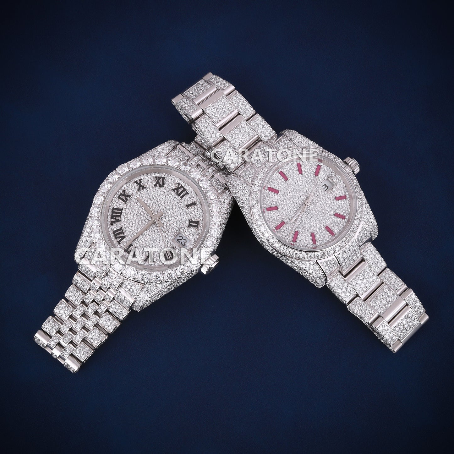Custom made hip hop couple watch gift accessory
