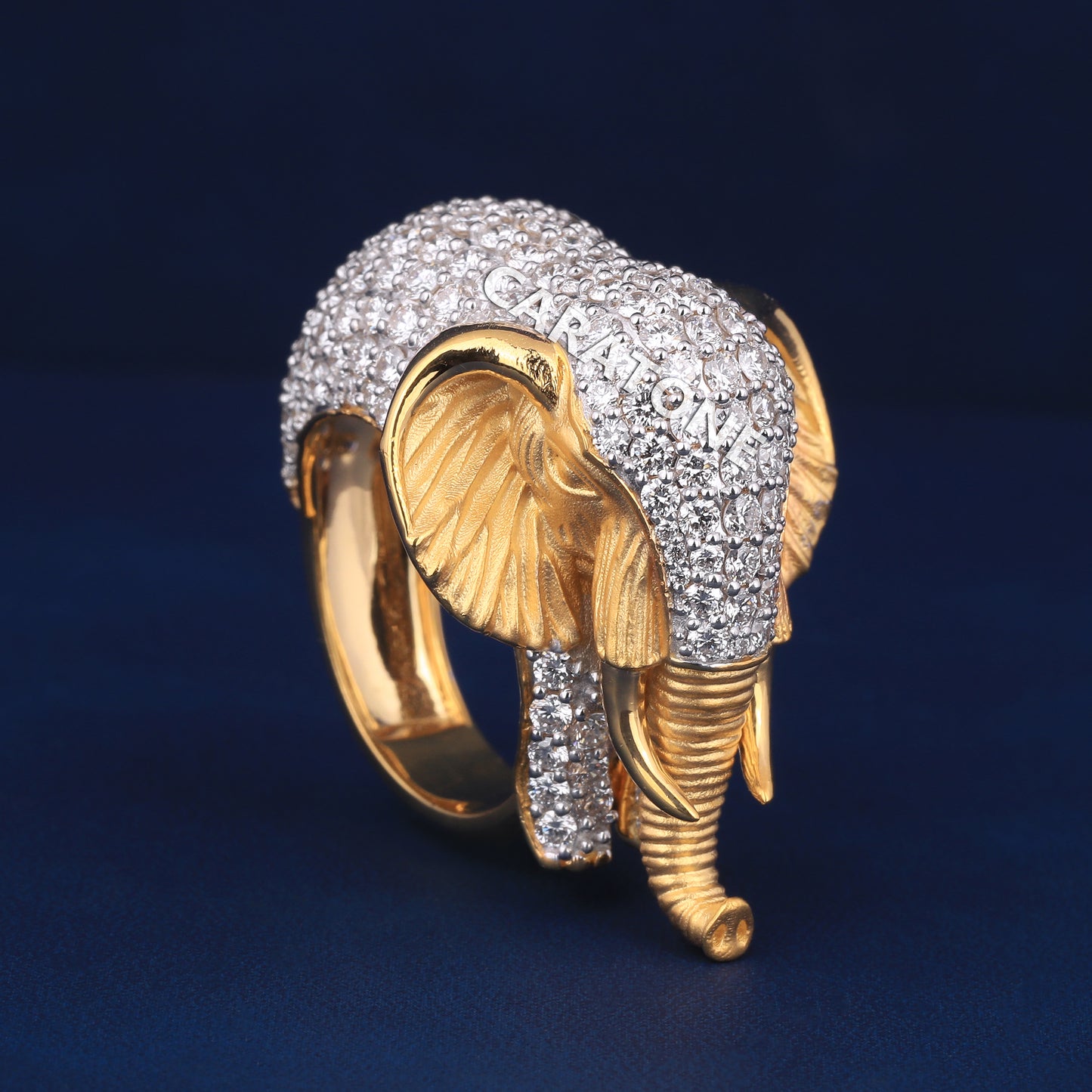 Elephant style hip hop unisex diamond ring