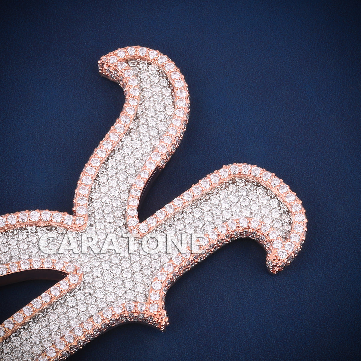 Custom Iced Out K Initial Hip Hop Pendant in Rose Gold with Lab Grown Diamonds