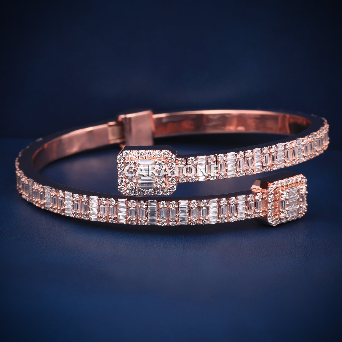 Rose gold baguette diamond bracelet for women with sleek design and luxurious sparkle