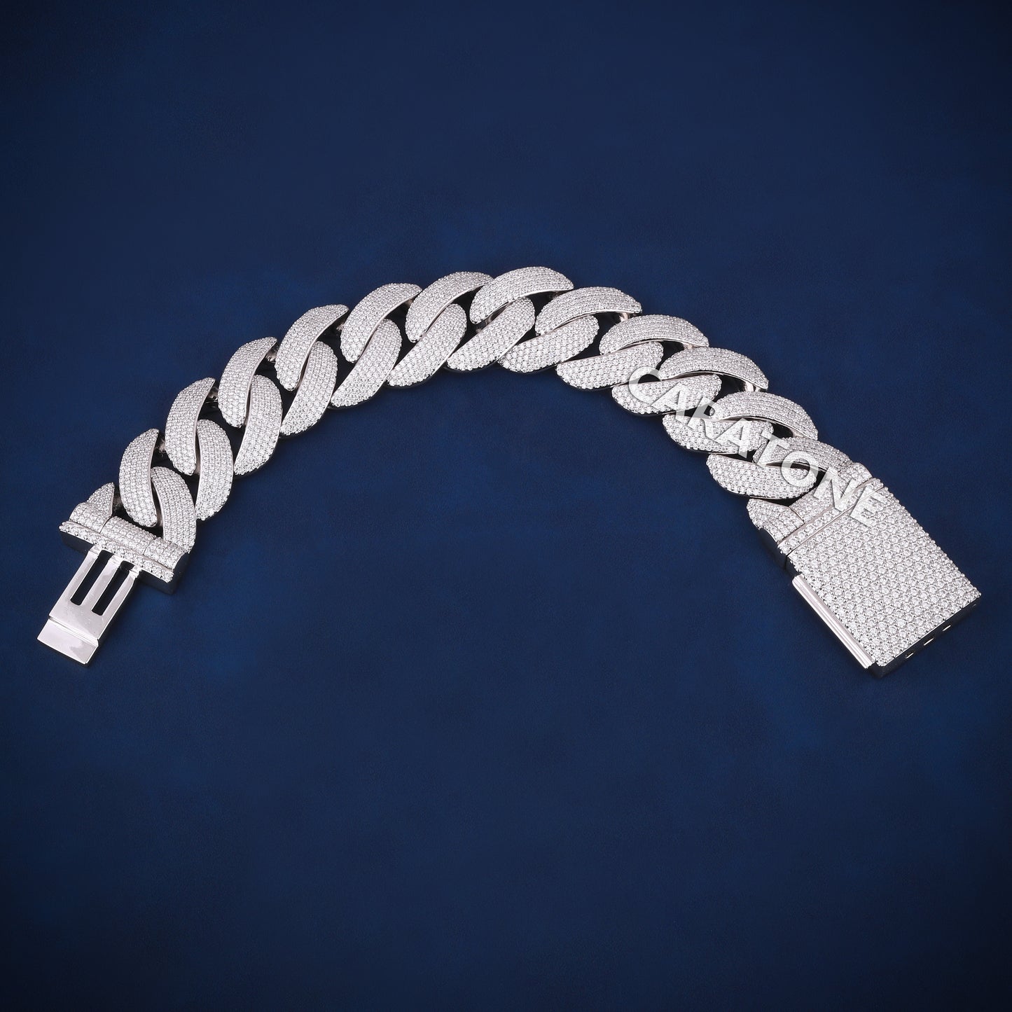 9 inch 26 mm hip hop fully white heavy cuban buss down icy bracelet