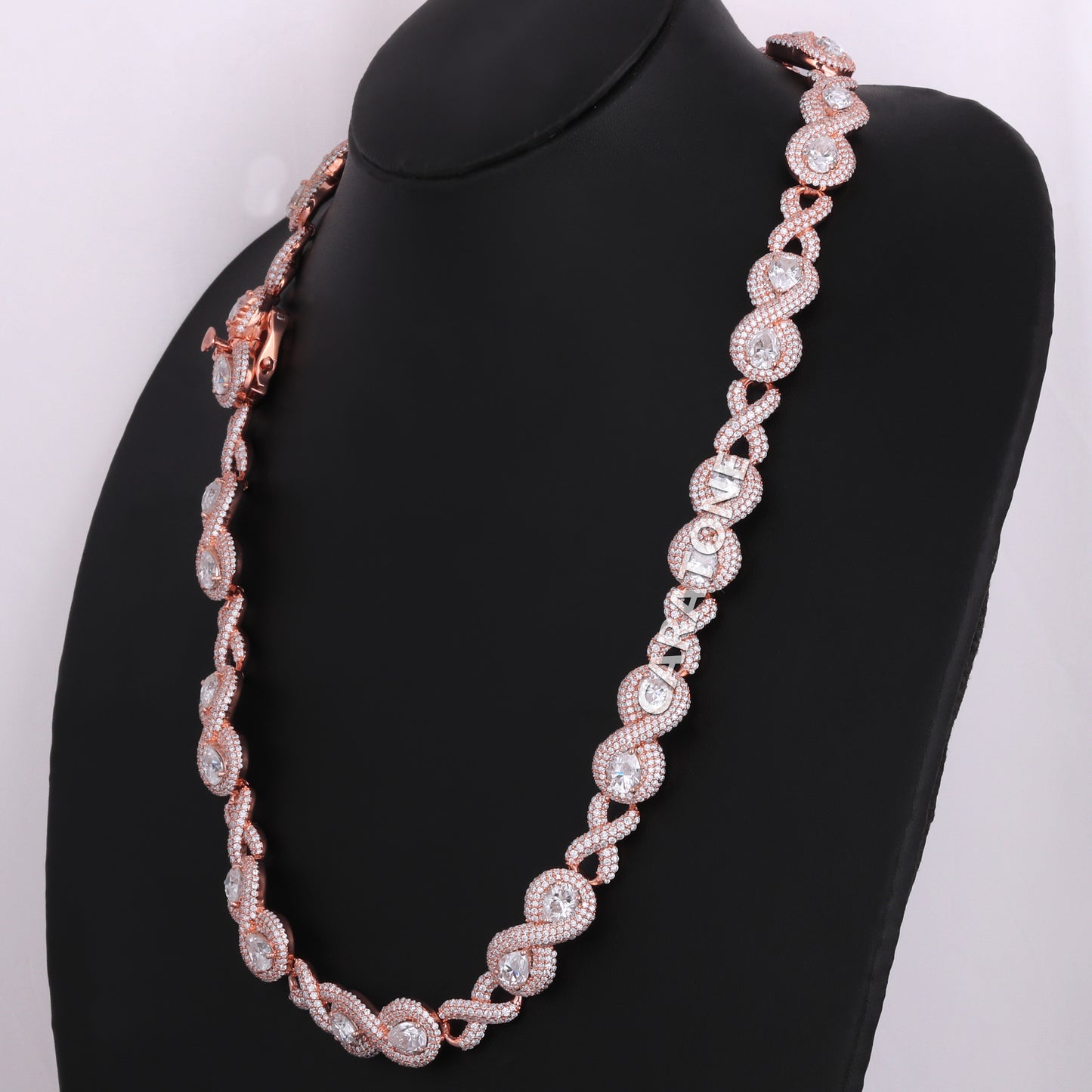 22 inch 12 mm infinity style hip hop round and pear cut diamond chain for unisex