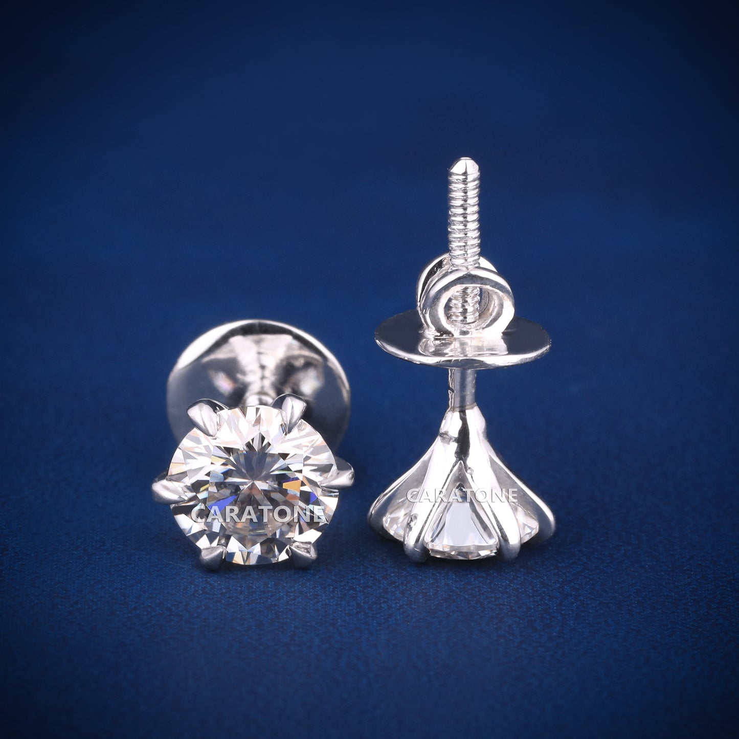 14KT Gold Round Cut Lab-grown Diamond VVS Clarity Stud Earrings