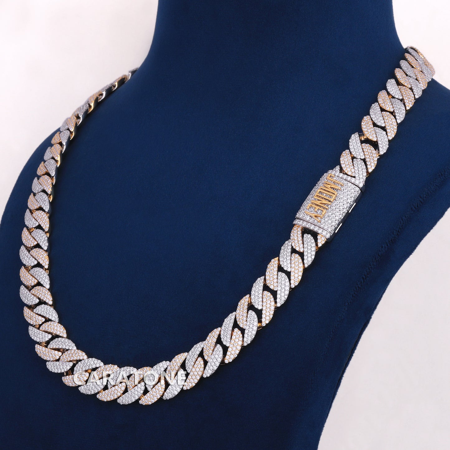 22 inch 16 mm hip hop two tone cuban chain