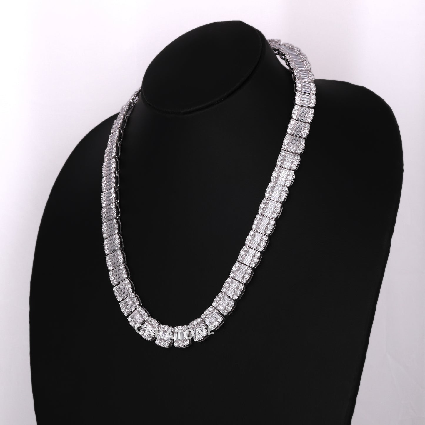 Newly launched 18 inch 12 mm hip hop illusion chain crafted in baguette and round cut lab grown diamonds with vvs clarity