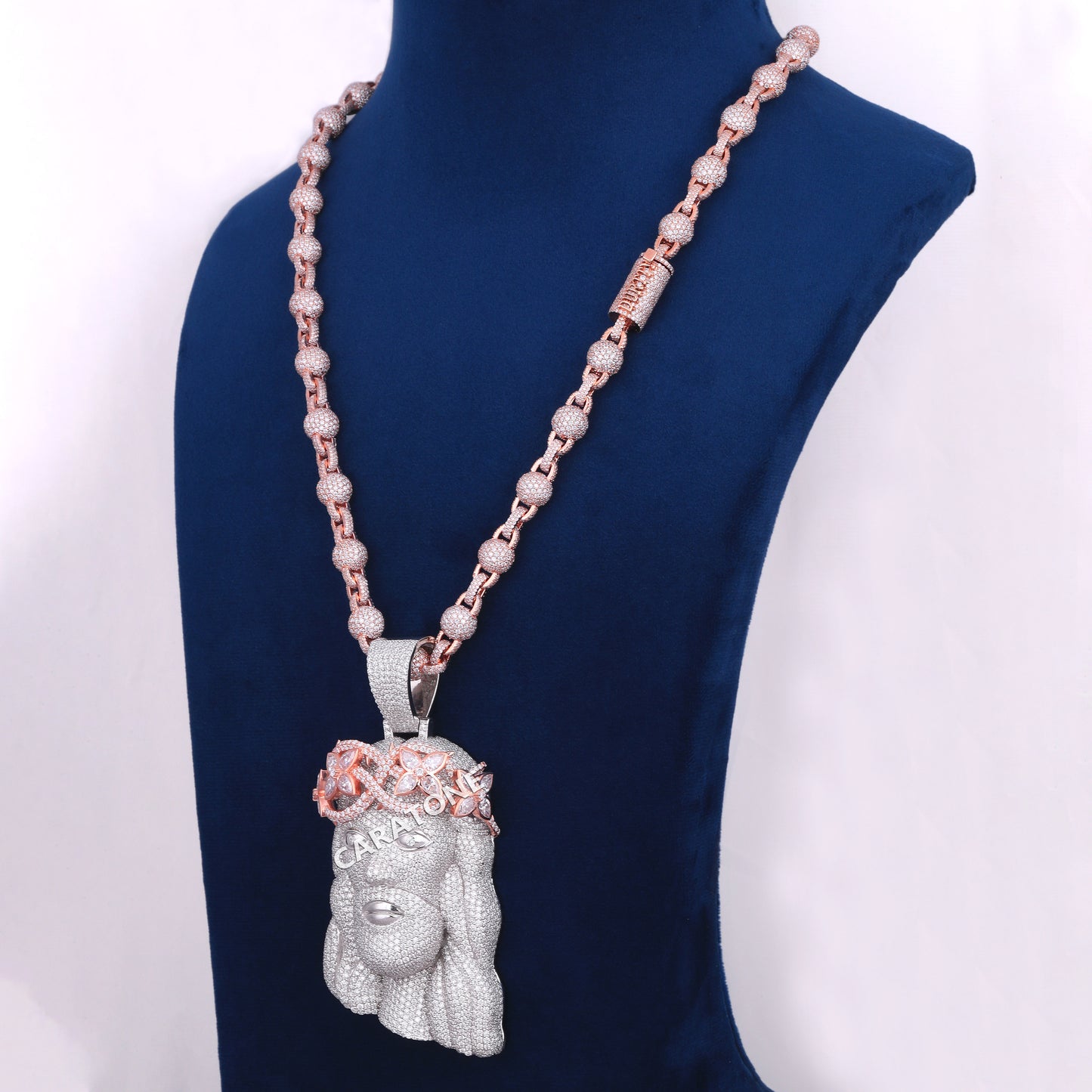 Fully Iced Out Custom Jesus Pendant With Chain In 925 Sterling Silver