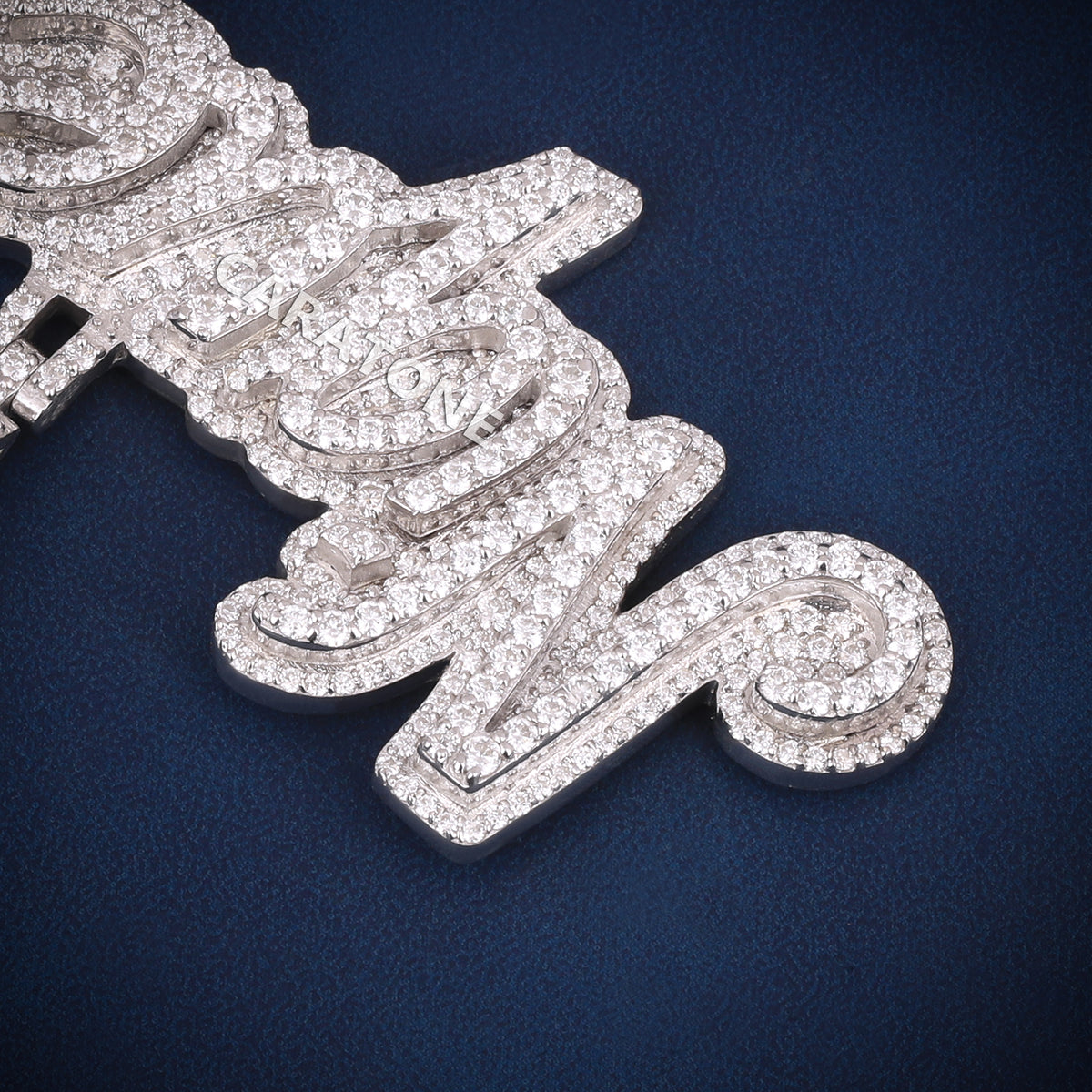 Custom Iced Out Nipsey M Script Name Hip Hop Pendant with Lab Grown Diamonds