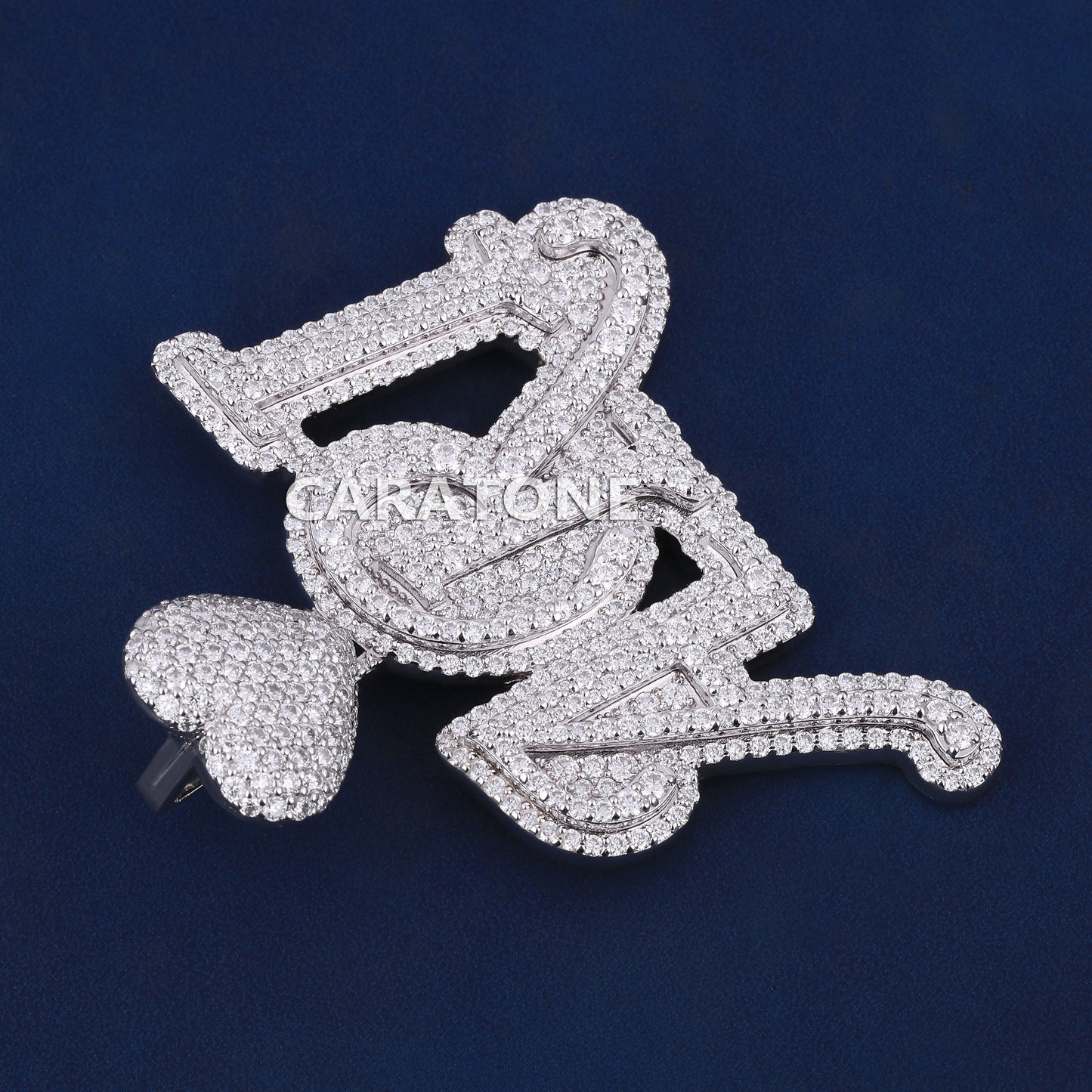 14kt gold Name pendant of fully lab grown diamonds with D VVS clarity
