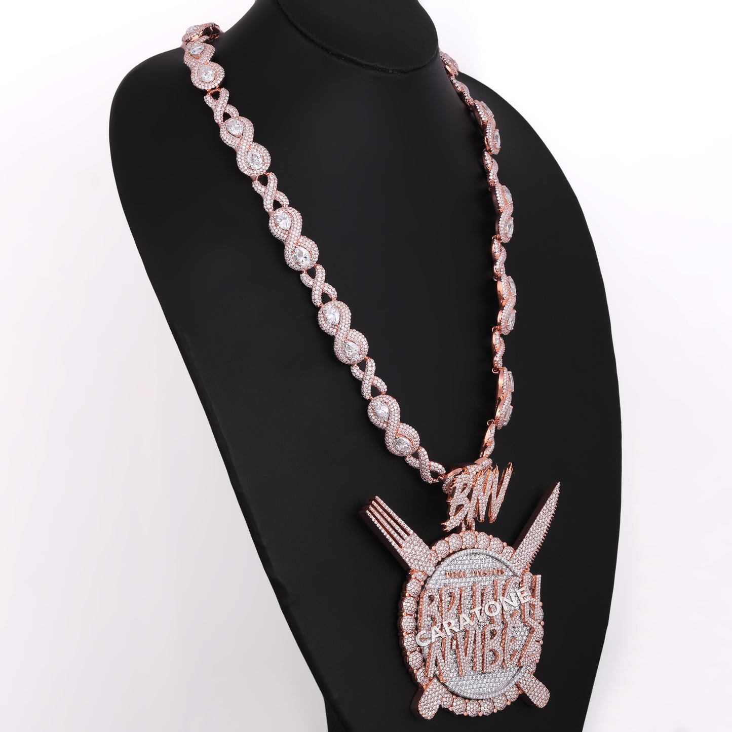 Two Tone Color Chain With Infinity Link Chain In 925 Sterling Silver With Lab Diamond