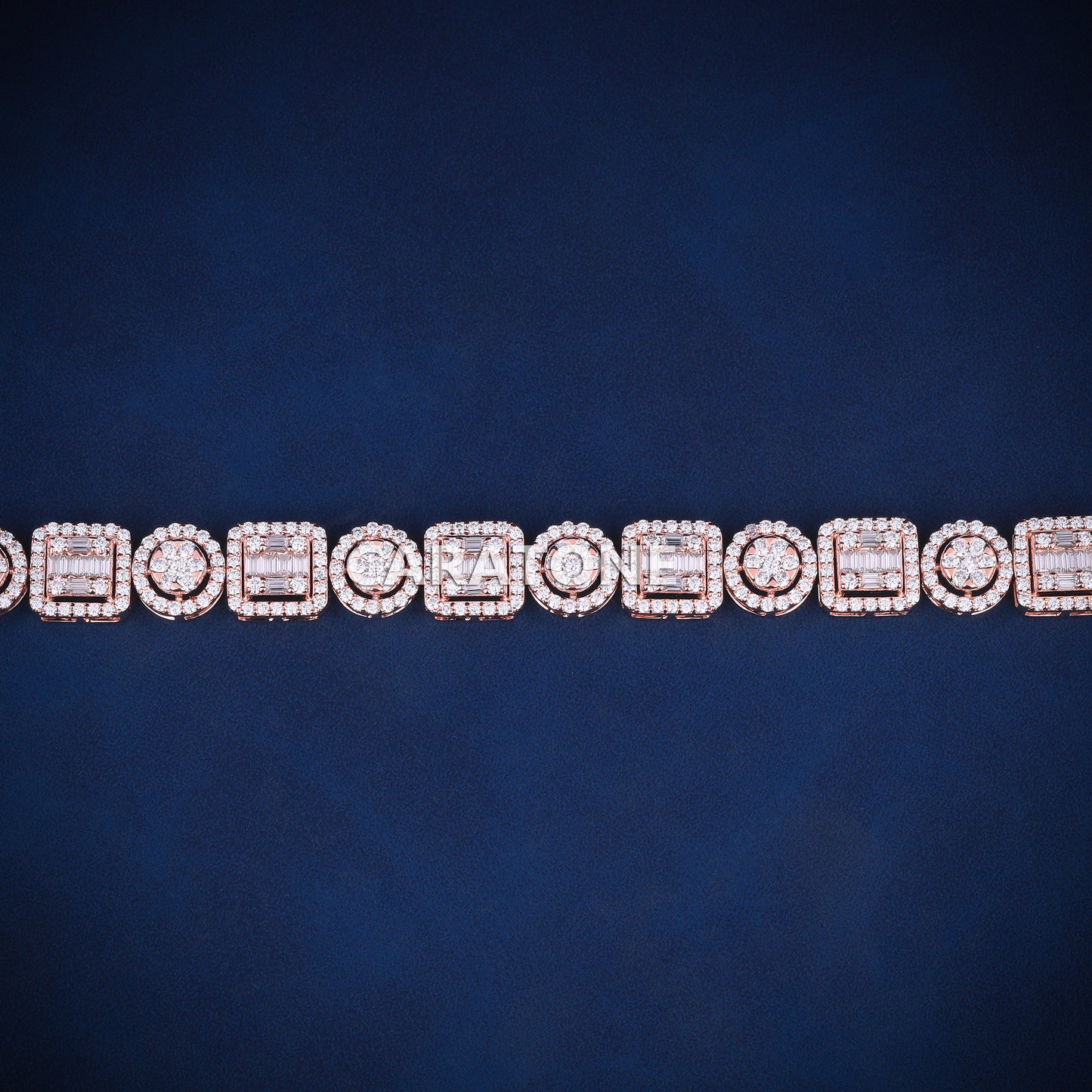 This hip hop baguette and round cut diamond bracelet for unisex