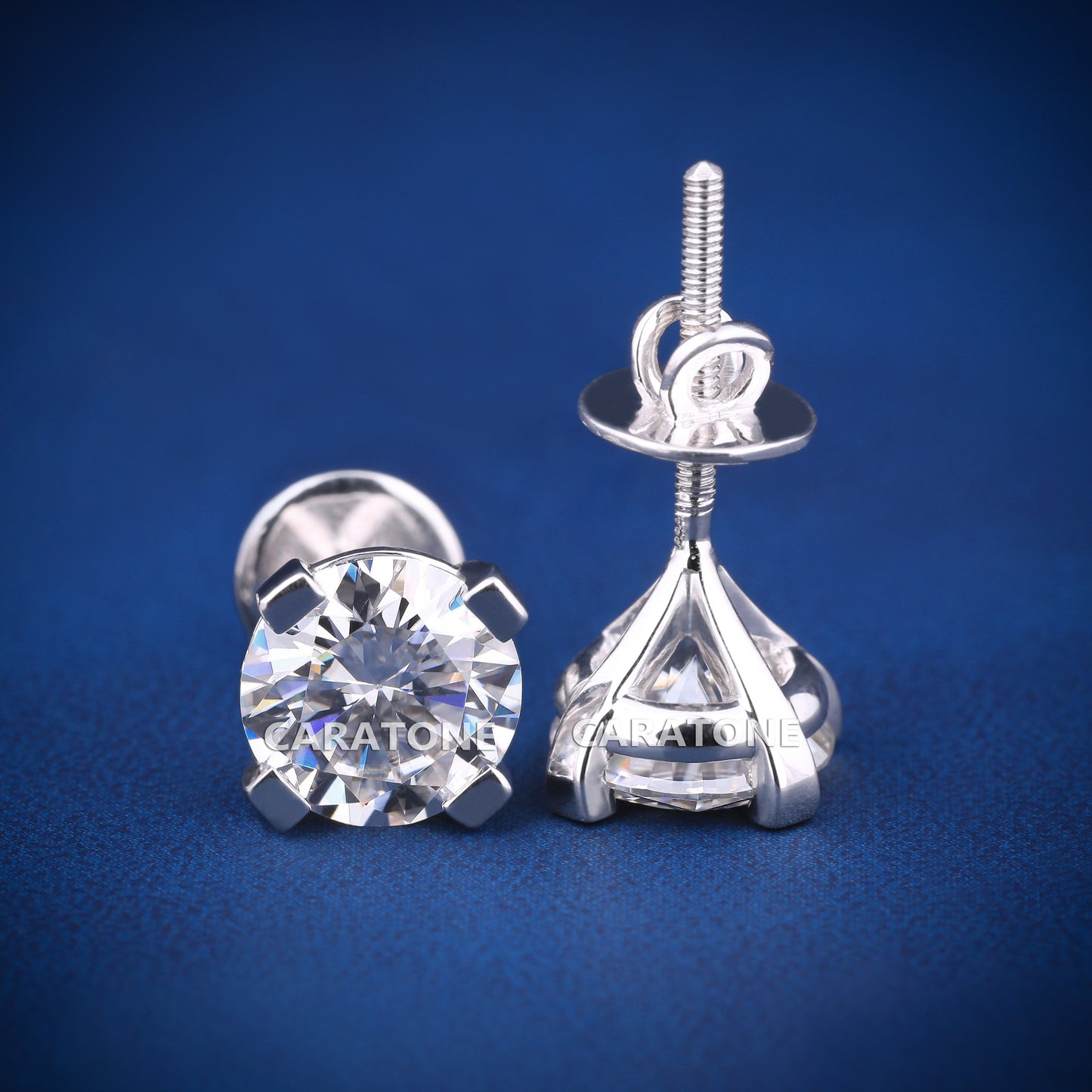 Round Cut Lab-grown Diamond VVS Clarity 14KT Gold Stud Earrings
