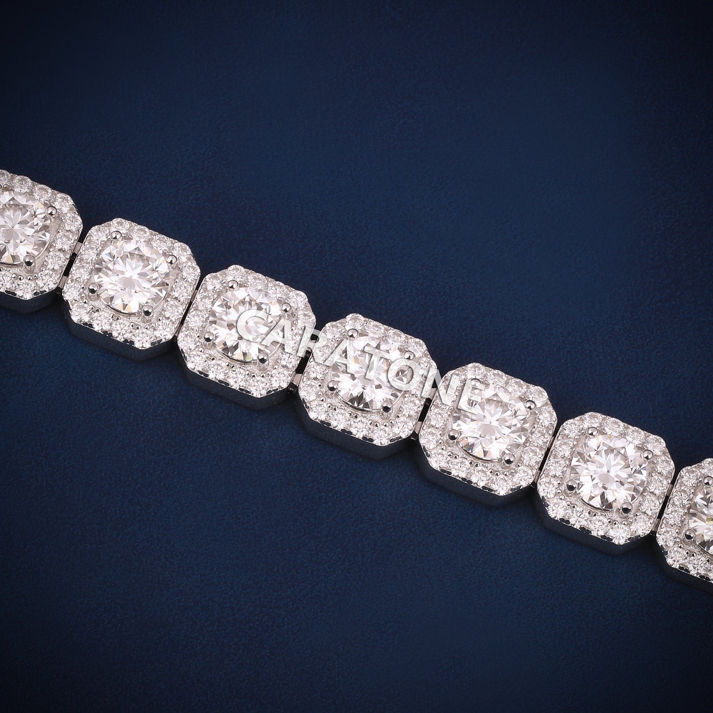 8 inch 11 mm tennis inspired halo set diamond bracelet