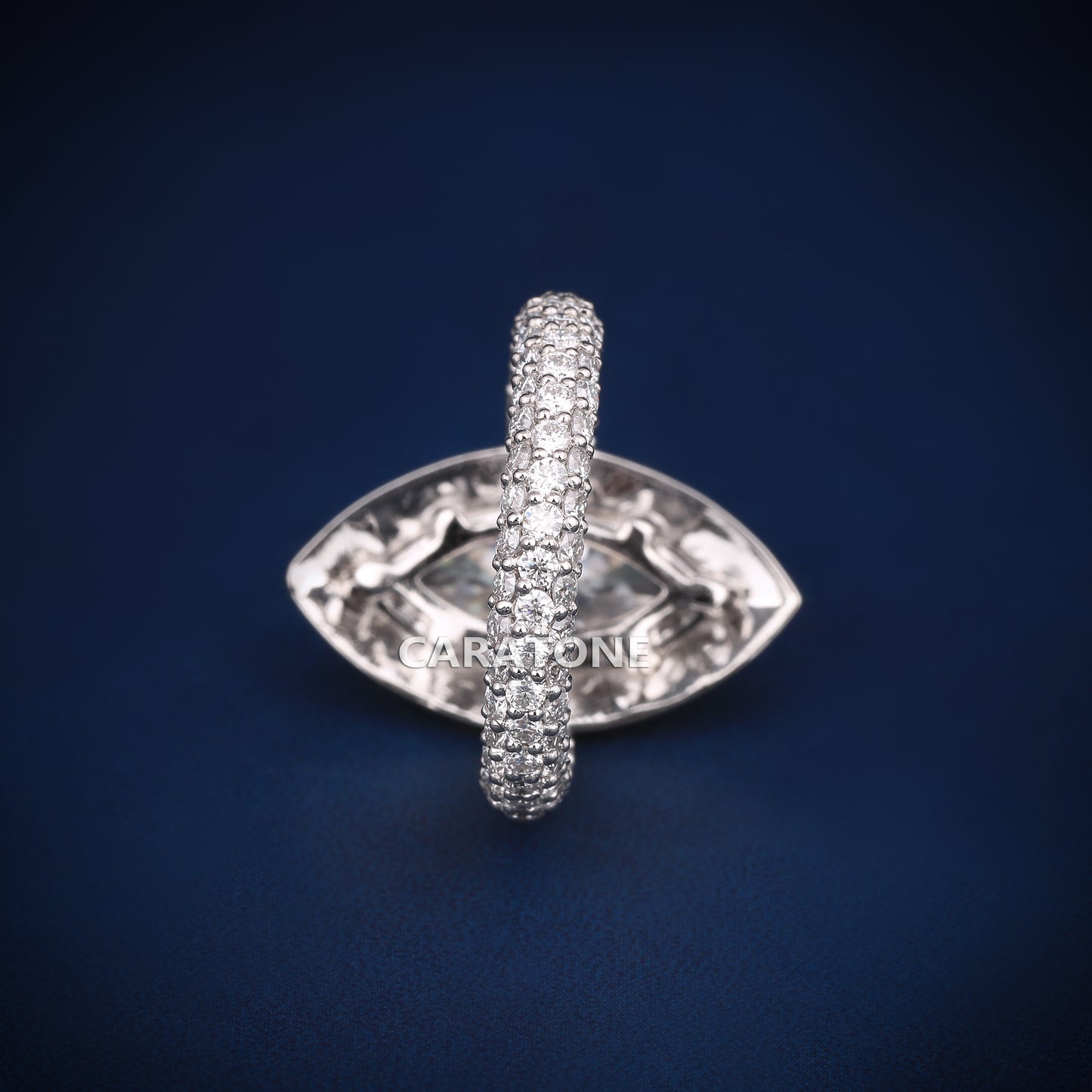 Marquise and Round Cut Wedding Diamond Ring with VVS Clarity