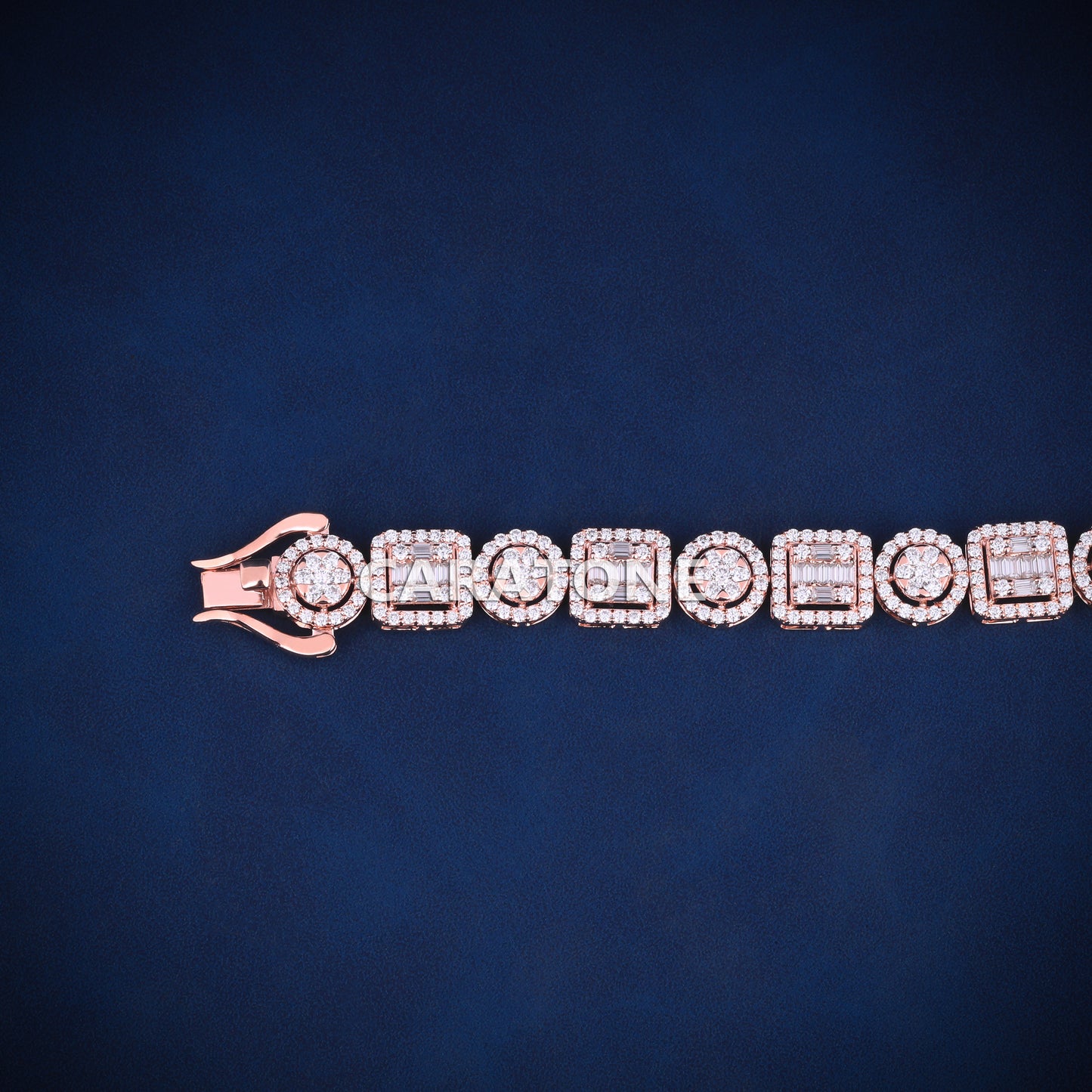 This hip hop baguette and round cut diamond bracelet for unisex