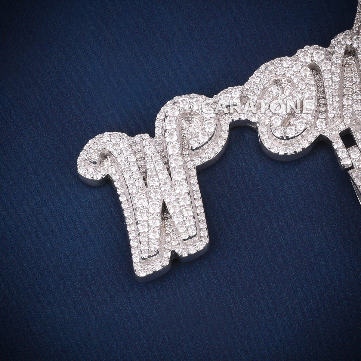 Custom Iced Out Nipsey M Script Name Hip Hop Pendant with Lab Grown Diamonds