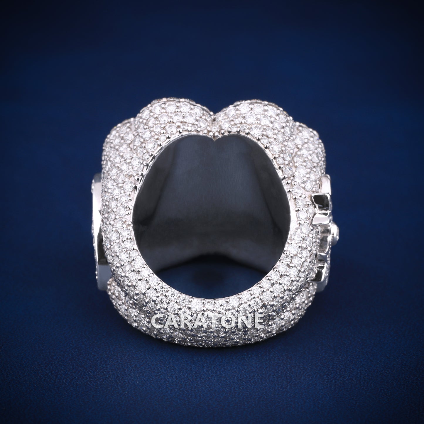 Flower design hip hop ring In white gold with VVS clarity lab diamond