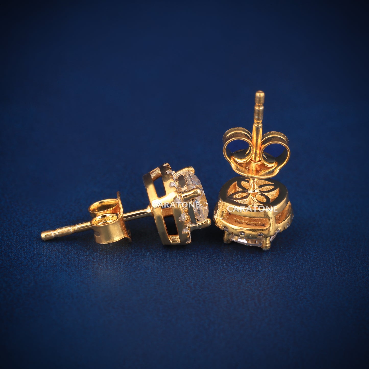 14KT Gold Lab-grown Diamond VVS Clarity Halo Stud Earrings
