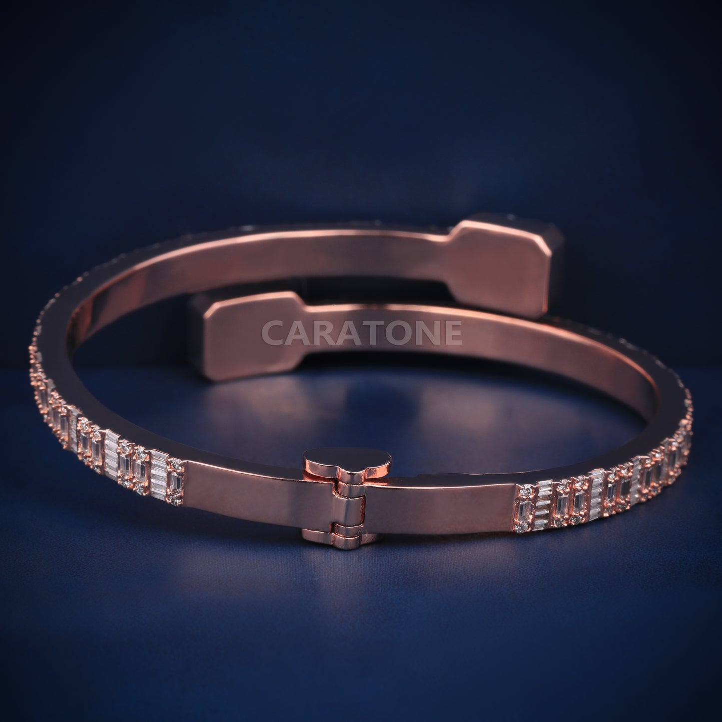 Rose gold baguette diamond bracelet for women with sleek design and luxurious sparkle