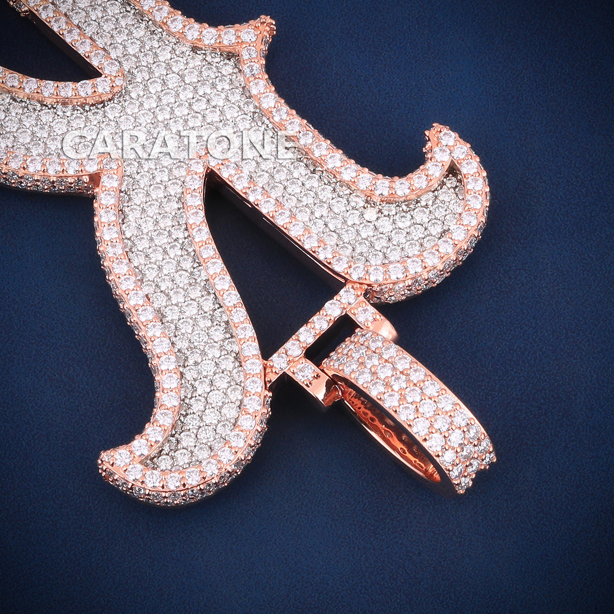 Custom Iced Out K Initial Hip Hop Pendant in Rose Gold with Lab Grown Diamonds