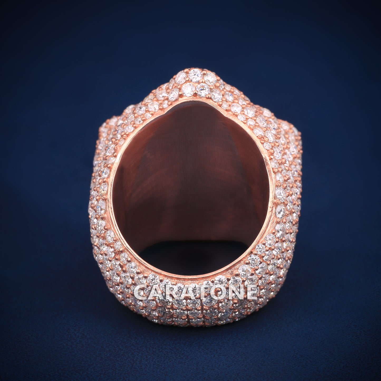Hip Hop Diamond Cross Ring Full Rose Gold Diamond
