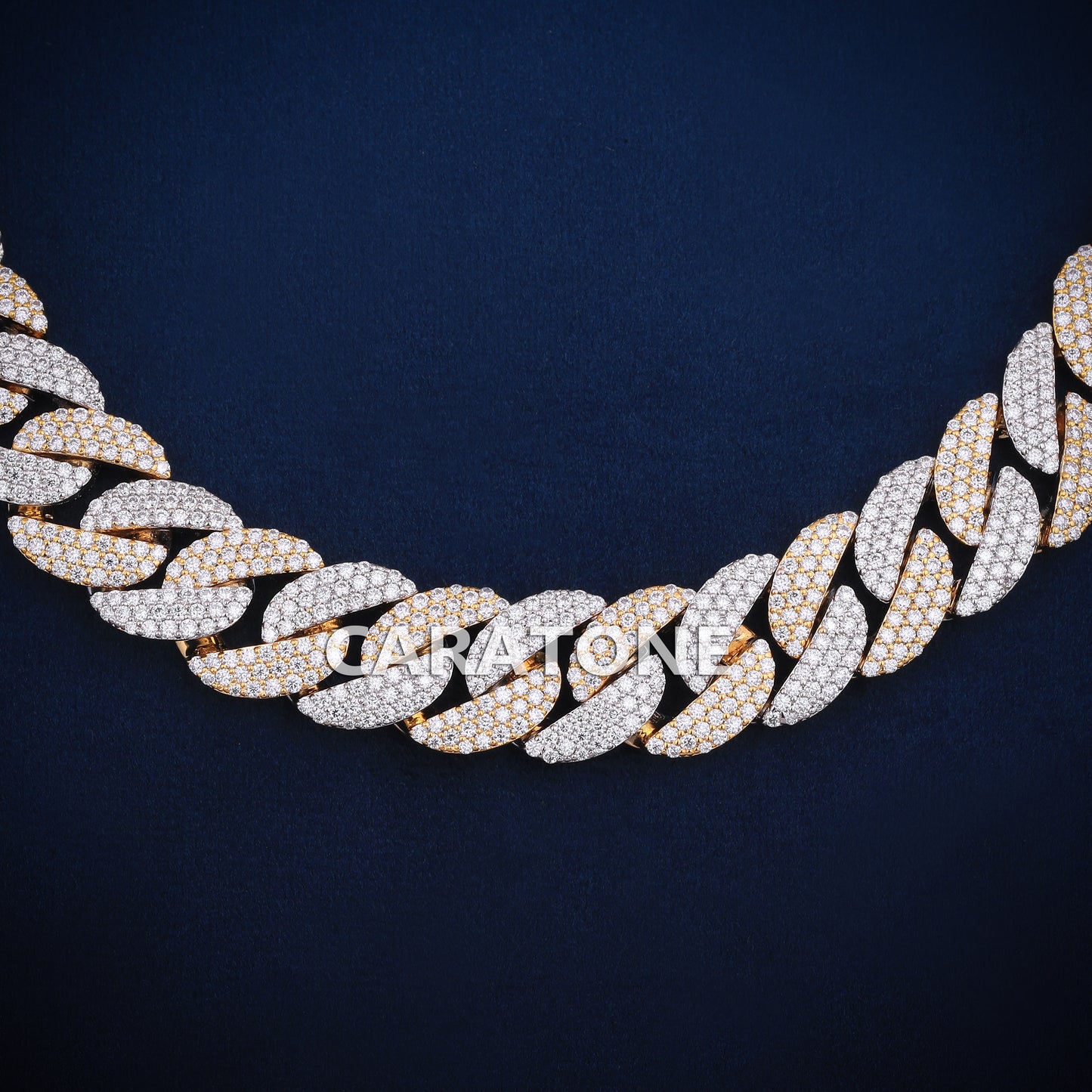 22 inch 16 mm hip hop two tone cuban chain