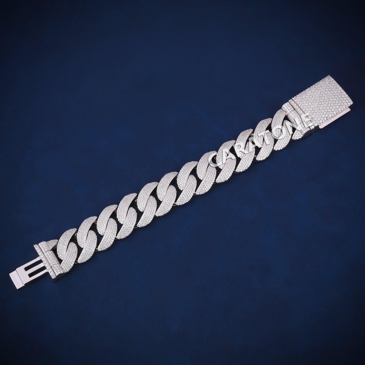 9 inch 26 mm hip hop fully white heavy cuban buss down icy bracelet