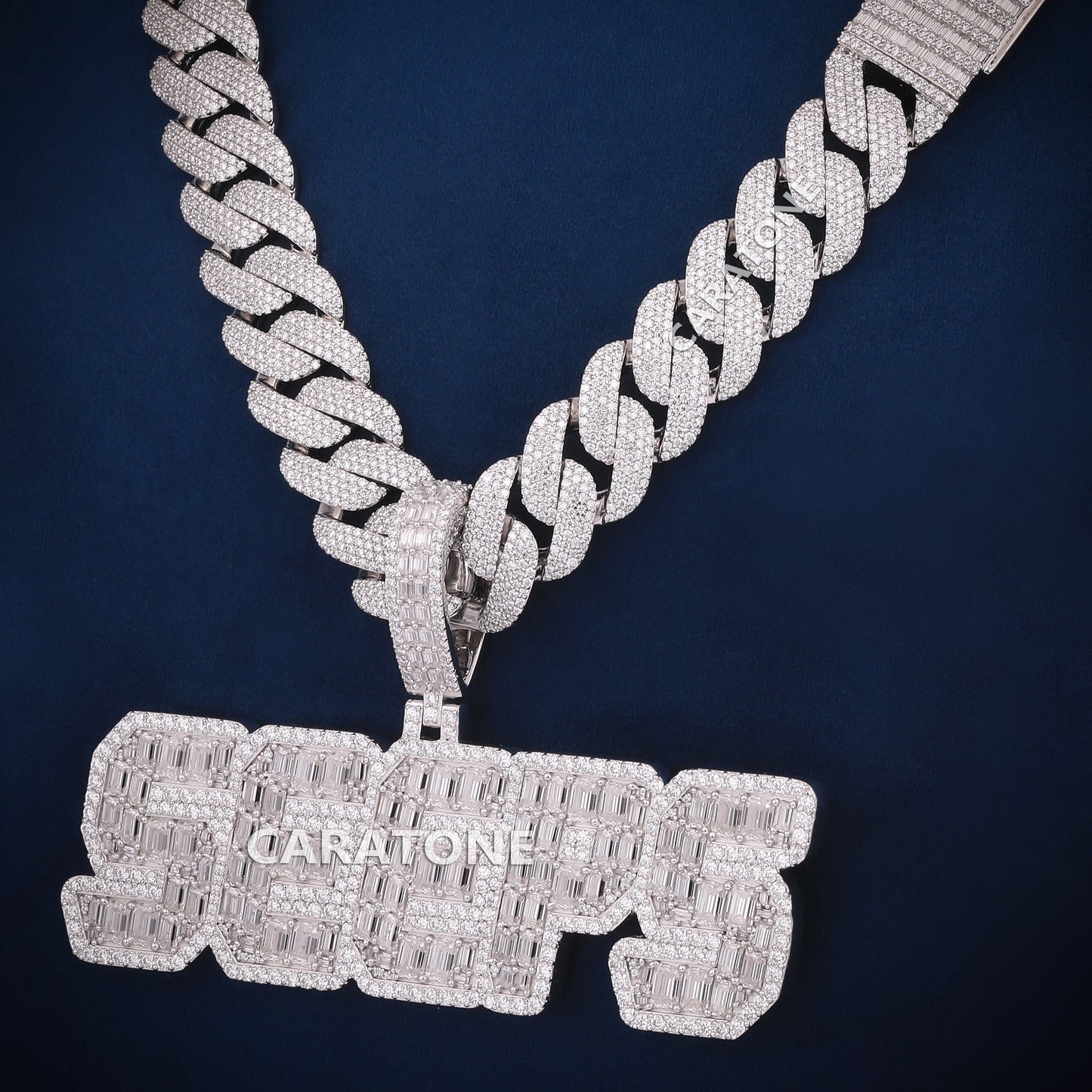 VVS Clarity Lab Diamond Custom Chain With Pendant in 925 Sterling Silver