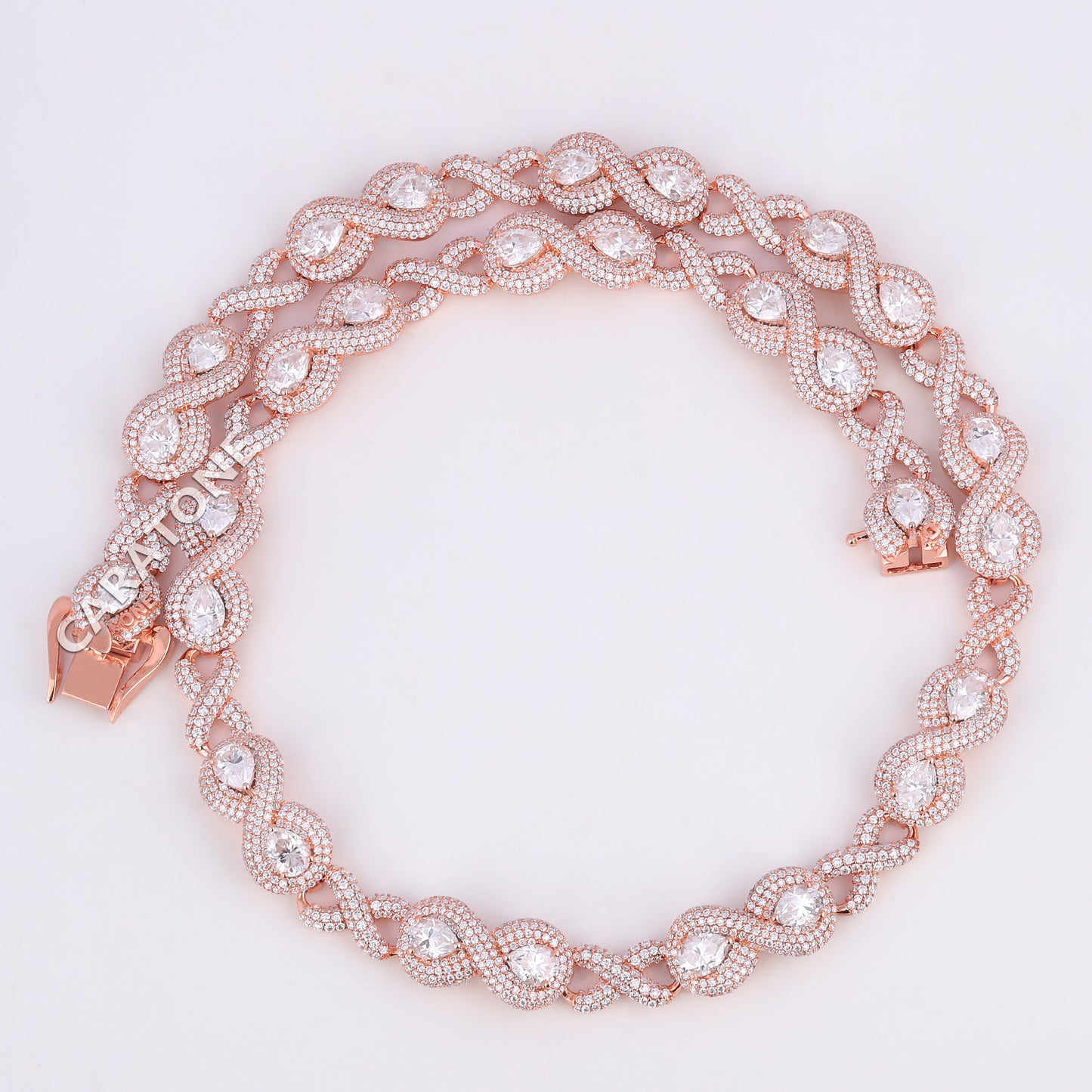 22 inch 12 mm infinity style hip hop round and pear cut diamond chain for unisex