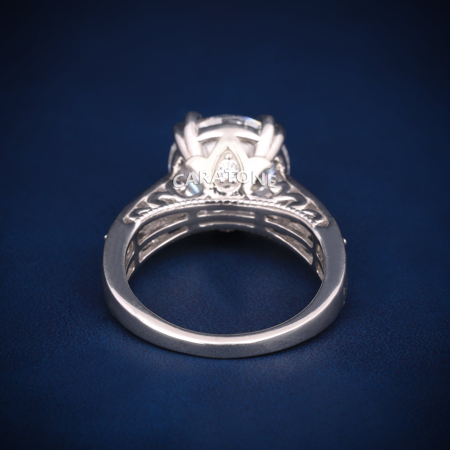 Round cut engagement ring with diamond tester passed